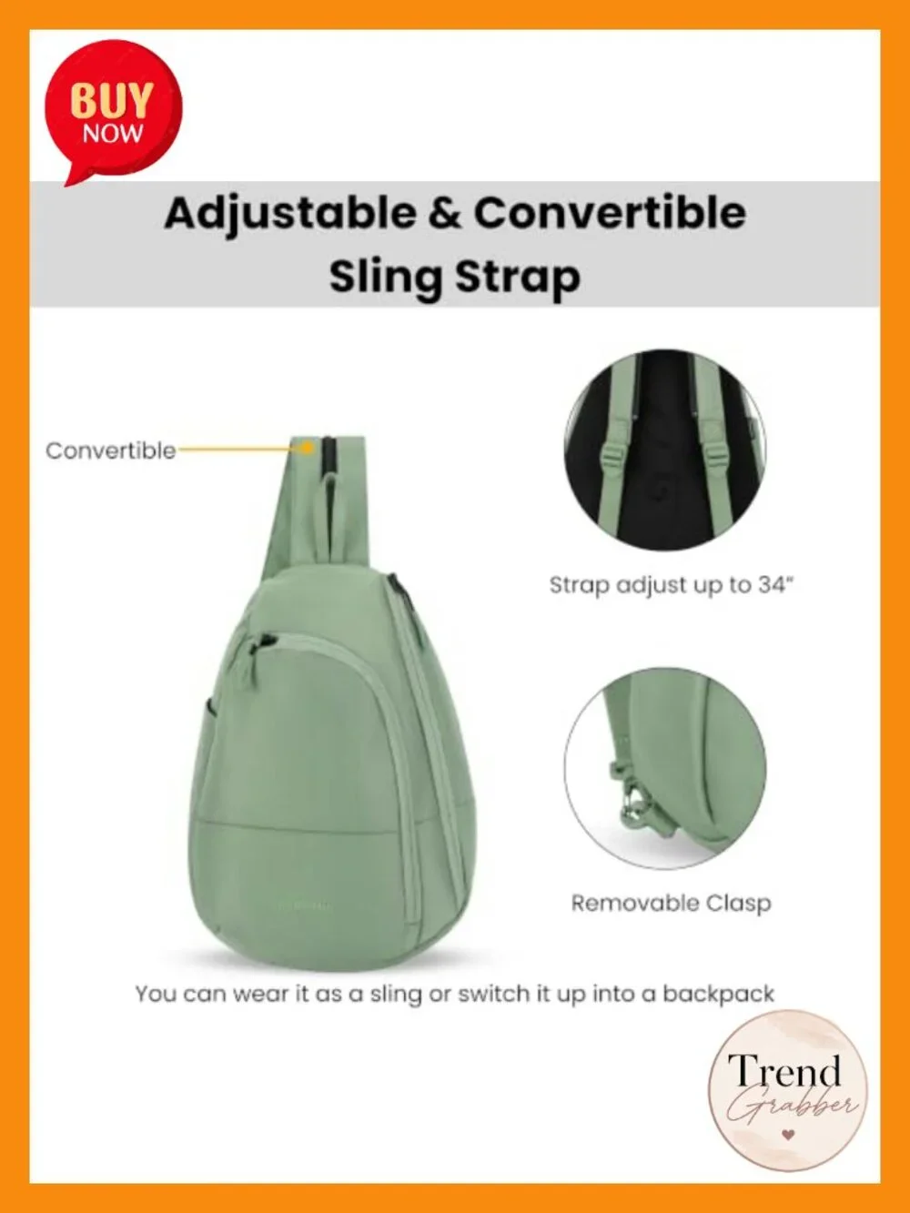 Convertible Sling Backpack Crossbody RFID Blocking Water Resistant Nylon